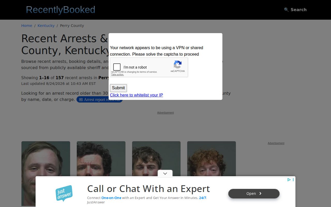 Unofficial RecentlyBooked Perry County mugshot and arrest index