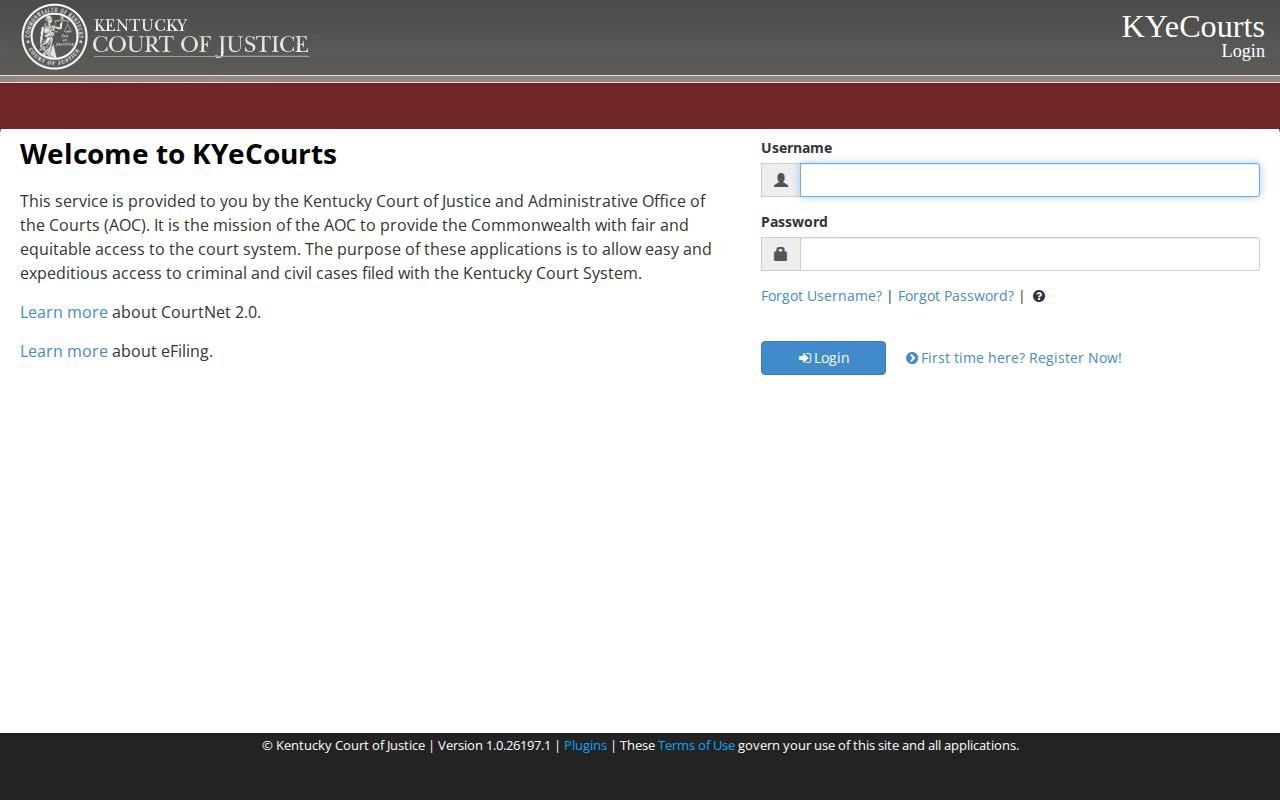 Kentucky CourtNet search for Perry County warrant and court records